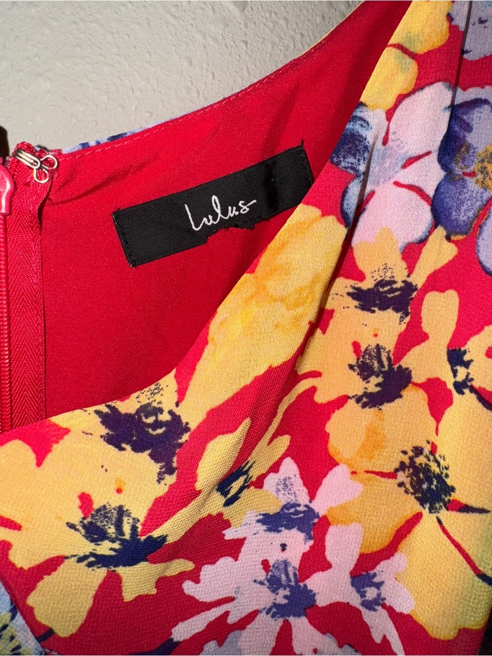 Lulu's Red Multi-Color Floral Cold-Shoulder Wrap Maxi Dress - Picture 5 of 8